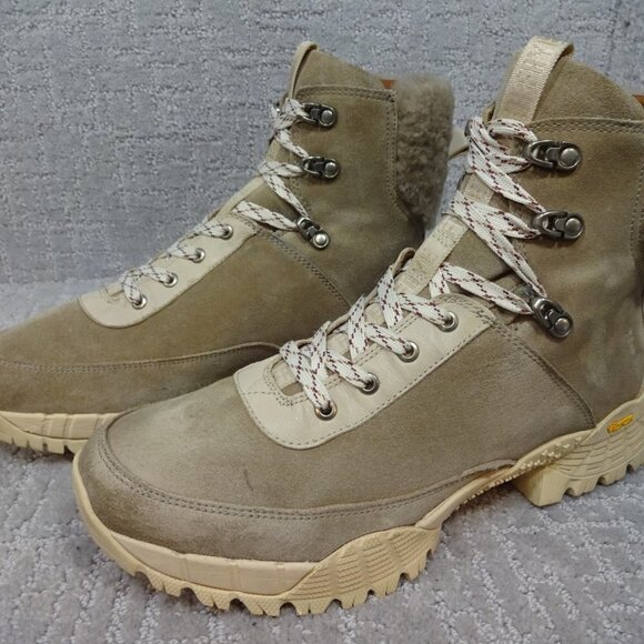 FRYE Brit Women’s Size 12 Beige Multi Suede Tumbled Goat Shearling Hiker's Boots - Picture 7 of 14